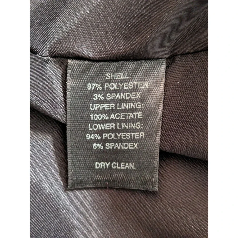 WHBM Dress Womens 12 Beige Black Floral Satin Bow Strapless Formal Cocktail Glam - Picture 13 of 16